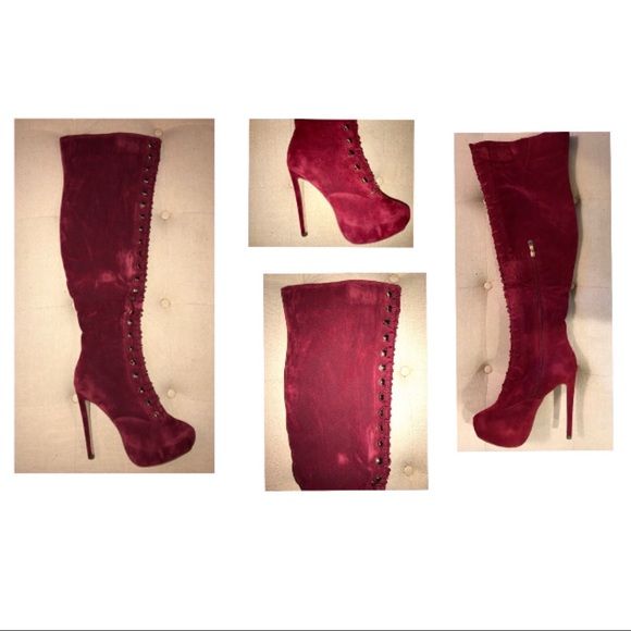 Women’s lace up tie over the knee high heel boots - Picture 3 of 8